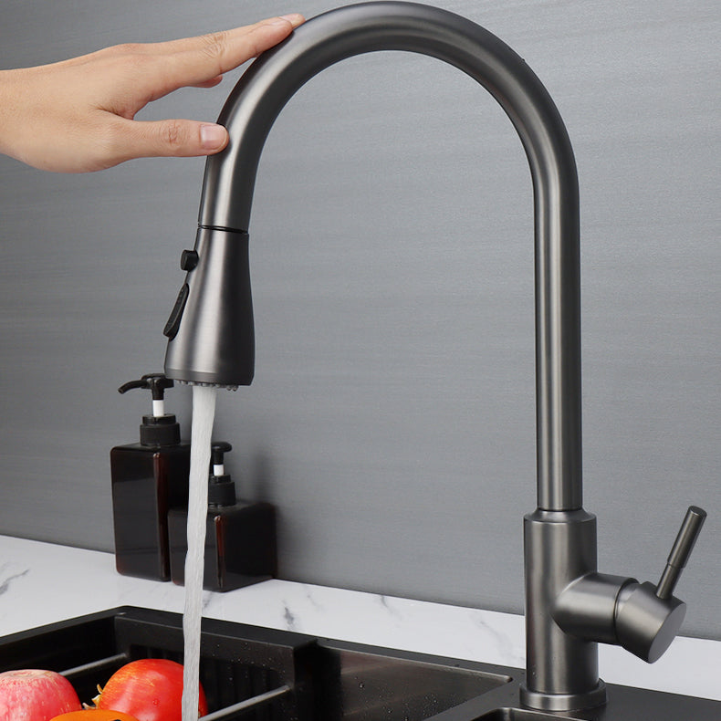 Touch 2 Modes Faucet Pull down Sprayer Bar Faucet 1-Handle Standard Kitchen Faucet Clearhalo 'Home Improvement' 'home_improvement' 'home_improvement_kitchen_faucets' 'Kitchen Faucets' 'Kitchen Remodel & Kitchen Fixtures' 'Kitchen Sinks & Faucet Components' 'kitchen_faucets' 6558172