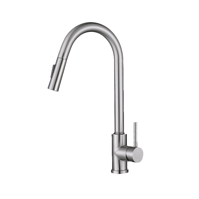 Touch 2 Modes Faucet Pull down Sprayer Bar Faucet 1-Handle Standard Kitchen Faucet Light Silver Clearhalo 'Home Improvement' 'home_improvement' 'home_improvement_kitchen_faucets' 'Kitchen Faucets' 'Kitchen Remodel & Kitchen Fixtures' 'Kitchen Sinks & Faucet Components' 'kitchen_faucets' 6558176