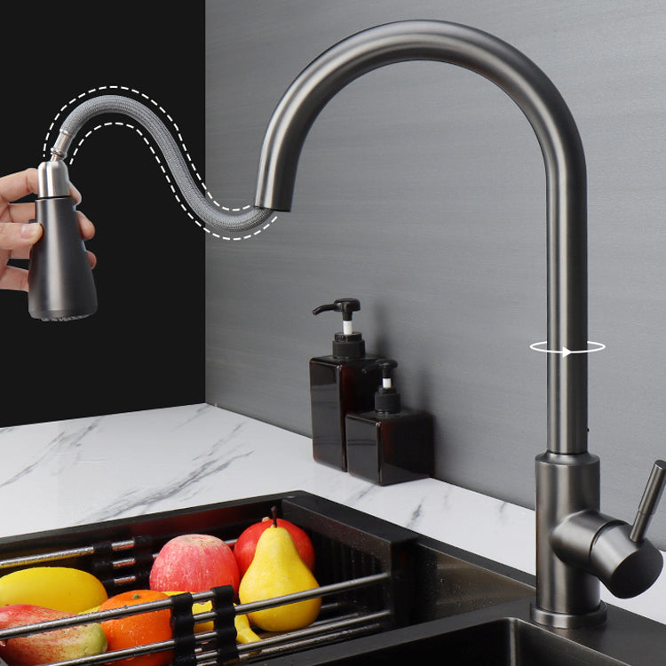Touch 2 Modes Faucet Pull down Sprayer Bar Faucet 1-Handle Standard Kitchen Faucet Clearhalo 'Home Improvement' 'home_improvement' 'home_improvement_kitchen_faucets' 'Kitchen Faucets' 'Kitchen Remodel & Kitchen Fixtures' 'Kitchen Sinks & Faucet Components' 'kitchen_faucets' 6558177