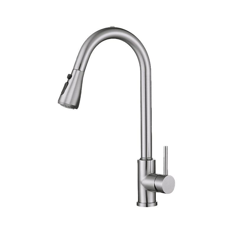 Touch 2 Modes Faucet Pull down Sprayer Bar Faucet 1-Handle Standard Kitchen Faucet Silver Clearhalo 'Home Improvement' 'home_improvement' 'home_improvement_kitchen_faucets' 'Kitchen Faucets' 'Kitchen Remodel & Kitchen Fixtures' 'Kitchen Sinks & Faucet Components' 'kitchen_faucets' 6558180