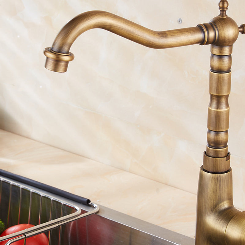 Traditional Standard Bar Faucet 1-Handle Kitchen Faucet in Gold 11" Round Clearhalo 'Home Improvement' 'home_improvement' 'home_improvement_kitchen_faucets' 'Kitchen Faucets' 'Kitchen Remodel & Kitchen Fixtures' 'Kitchen Sinks & Faucet Components' 'kitchen_faucets' 6558209