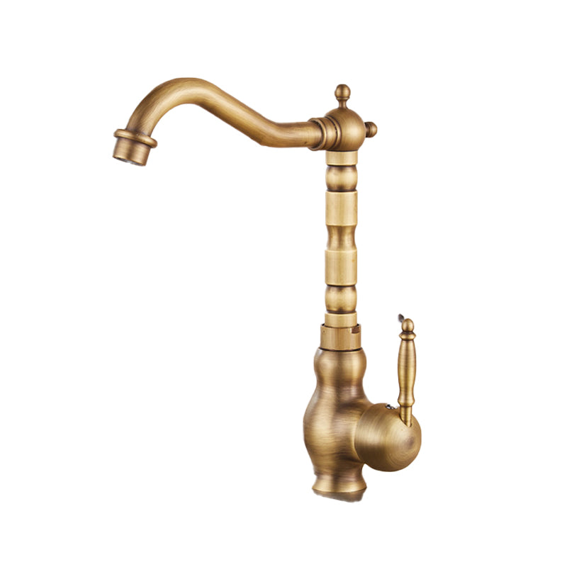 Traditional Standard Bar Faucet 1-Handle Kitchen Faucet in Gold Clearhalo 'Home Improvement' 'home_improvement' 'home_improvement_kitchen_faucets' 'Kitchen Faucets' 'Kitchen Remodel & Kitchen Fixtures' 'Kitchen Sinks & Faucet Components' 'kitchen_faucets' 6558213
