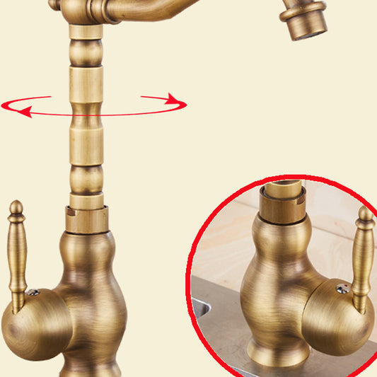 Traditional Standard Bar Faucet 1-Handle Kitchen Faucet in Gold Clearhalo 'Home Improvement' 'home_improvement' 'home_improvement_kitchen_faucets' 'Kitchen Faucets' 'Kitchen Remodel & Kitchen Fixtures' 'Kitchen Sinks & Faucet Components' 'kitchen_faucets' 6558215