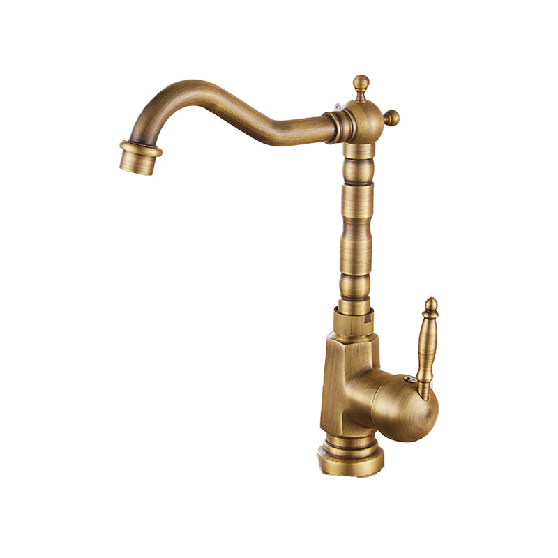 Traditional Standard Bar Faucet 1-Handle Kitchen Faucet in Gold Clearhalo 'Home Improvement' 'home_improvement' 'home_improvement_kitchen_faucets' 'Kitchen Faucets' 'Kitchen Remodel & Kitchen Fixtures' 'Kitchen Sinks & Faucet Components' 'kitchen_faucets' 6558217