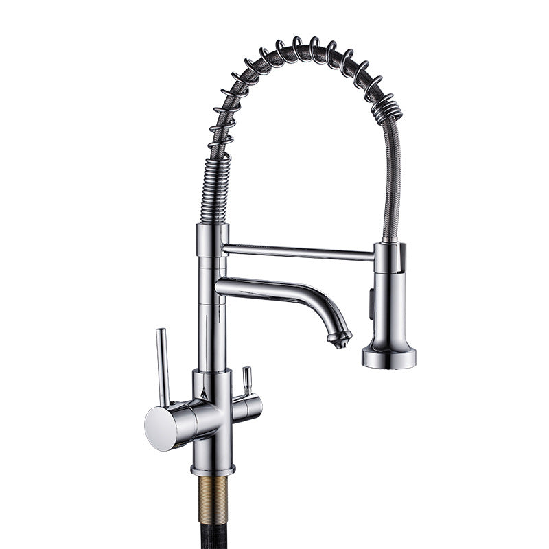 Pull Down Sprayer Kitchen Faucet 2-Handle Bar Faucet with Supply Lines Clearhalo 'Home Improvement' 'home_improvement' 'home_improvement_kitchen_faucets' 'Kitchen Faucets' 'Kitchen Remodel & Kitchen Fixtures' 'Kitchen Sinks & Faucet Components' 'kitchen_faucets' 6558239