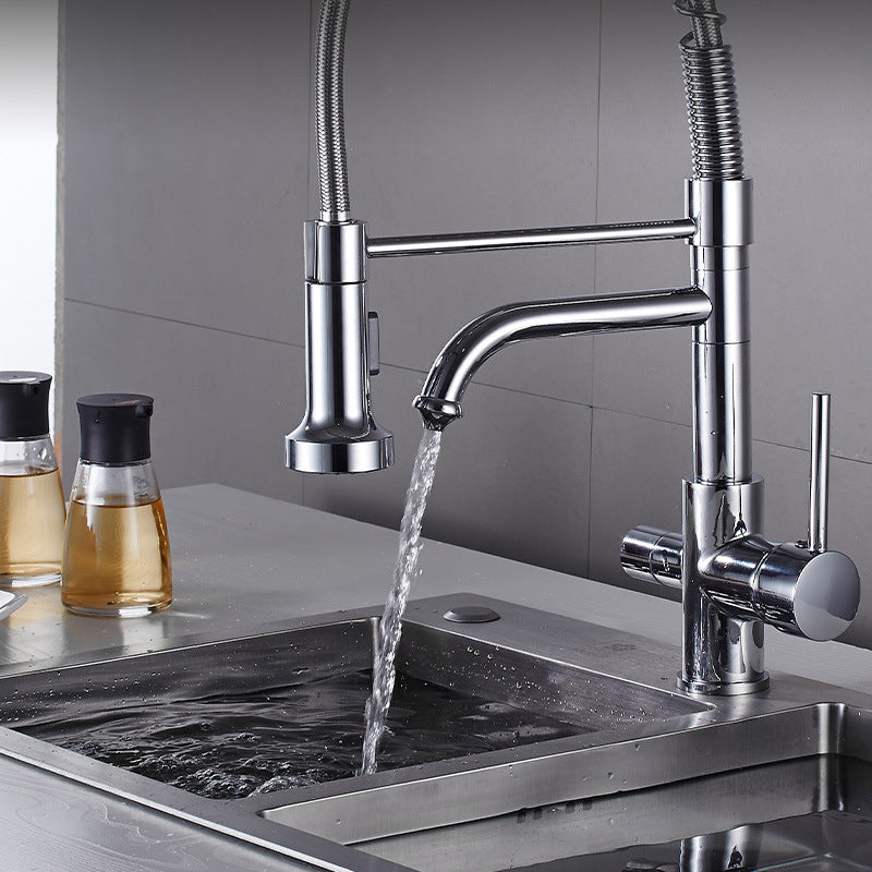 Pull Down Sprayer Kitchen Faucet 2-Handle Bar Faucet with Supply Lines Clearhalo 'Home Improvement' 'home_improvement' 'home_improvement_kitchen_faucets' 'Kitchen Faucets' 'Kitchen Remodel & Kitchen Fixtures' 'Kitchen Sinks & Faucet Components' 'kitchen_faucets' 6558241