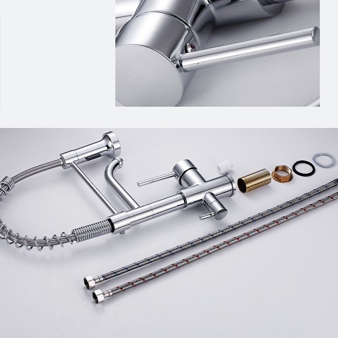 Pull Down Sprayer Kitchen Faucet 2-Handle Bar Faucet with Supply Lines Clearhalo 'Home Improvement' 'home_improvement' 'home_improvement_kitchen_faucets' 'Kitchen Faucets' 'Kitchen Remodel & Kitchen Fixtures' 'Kitchen Sinks & Faucet Components' 'kitchen_faucets' 6558242