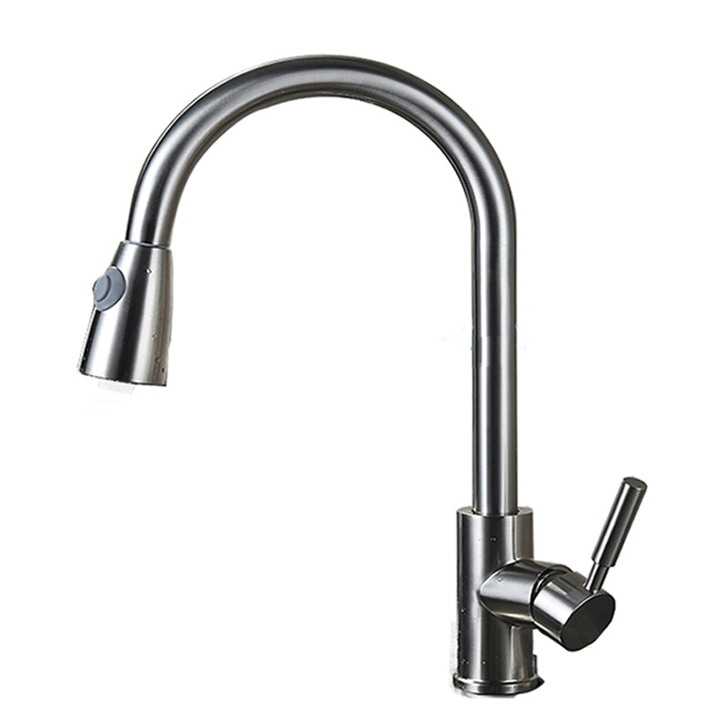1-Handle Kitchen Faucet Pull down Sprayer with Supply Lines Bar Faucet Clearhalo 'Home Improvement' 'home_improvement' 'home_improvement_kitchen_faucets' 'Kitchen Faucets' 'Kitchen Remodel & Kitchen Fixtures' 'Kitchen Sinks & Faucet Components' 'kitchen_faucets' 6558278