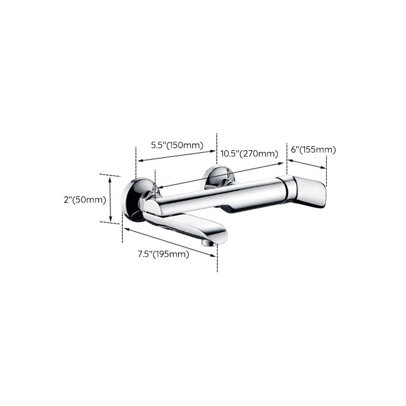 Tub Spout Trim Bathroom Wall Mounted One Handle Bathtub Faucet Clearhalo 'Bathroom Remodel & Bathroom Fixtures' 'Bathtub Faucets' 'bathtub_faucets' 'Home Improvement' 'home_improvement' 'home_improvement_bathtub_faucets' 6558331