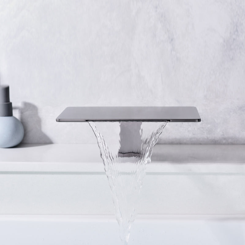 Modern Deck Mounted Metal Freestanding Tub Filler Waterfall Freestanding Faucet Clearhalo 'Bathroom Remodel & Bathroom Fixtures' 'Bathtub Faucets' 'bathtub_faucets' 'Home Improvement' 'home_improvement' 'home_improvement_bathtub_faucets' 6558400