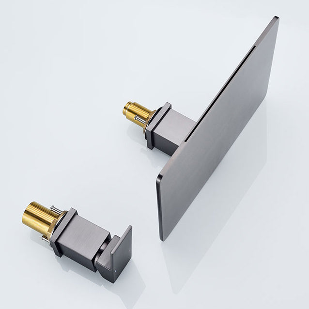 Modern Deck Mounted Metal Freestanding Tub Filler Waterfall Freestanding Faucet Clearhalo 'Bathroom Remodel & Bathroom Fixtures' 'Bathtub Faucets' 'bathtub_faucets' 'Home Improvement' 'home_improvement' 'home_improvement_bathtub_faucets' 6558411