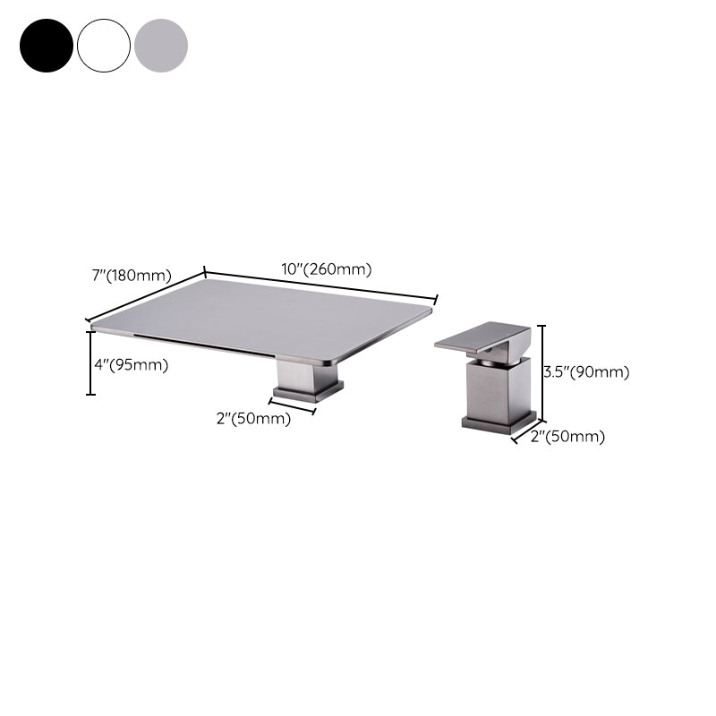 Modern Deck Mounted Metal Freestanding Tub Filler Waterfall Freestanding Faucet Clearhalo 'Bathroom Remodel & Bathroom Fixtures' 'Bathtub Faucets' 'bathtub_faucets' 'Home Improvement' 'home_improvement' 'home_improvement_bathtub_faucets' 6558423