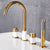 Contemporary Deck Mounted Metal Freestanding Tub Filler High Arc Freestanding Faucet White-Gold Push Button 4 Hole Faucets Clearhalo 'Bathroom Remodel & Bathroom Fixtures' 'Bathtub Faucets' 'bathtub_faucets' 'Home Improvement' 'home_improvement' 'home_improvement_bathtub_faucets' 6558445