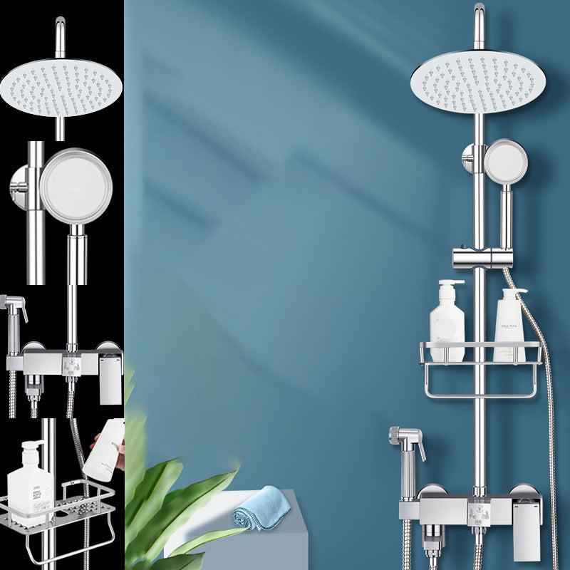 Modern Shower System Handle Lever Wall Mounted Spot Resist Copper Shower System Round 4 Clearhalo 'Bathroom Remodel & Bathroom Fixtures' 'Home Improvement' 'home_improvement' 'home_improvement_shower_faucets' 'Shower Faucets & Systems' 'shower_faucets' 'Showers & Bathtubs Plumbing' 'Showers & Bathtubs' 6558645