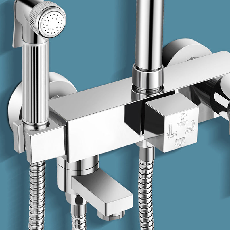 Modern Shower System Handle Lever Wall Mounted Spot Resist Copper Shower System Clearhalo 'Bathroom Remodel & Bathroom Fixtures' 'Home Improvement' 'home_improvement' 'home_improvement_shower_faucets' 'Shower Faucets & Systems' 'shower_faucets' 'Showers & Bathtubs Plumbing' 'Showers & Bathtubs' 6558660