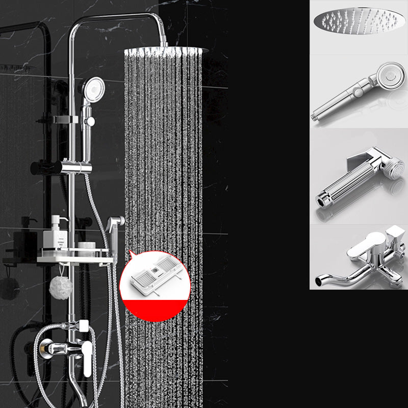 Wall Mounted Shower System Handle Lever Spot Resist Copper Shower System Round 4 Clearhalo 'Bathroom Remodel & Bathroom Fixtures' 'Home Improvement' 'home_improvement' 'home_improvement_shower_faucets' 'Shower Faucets & Systems' 'shower_faucets' 'Showers & Bathtubs Plumbing' 'Showers & Bathtubs' 6558666