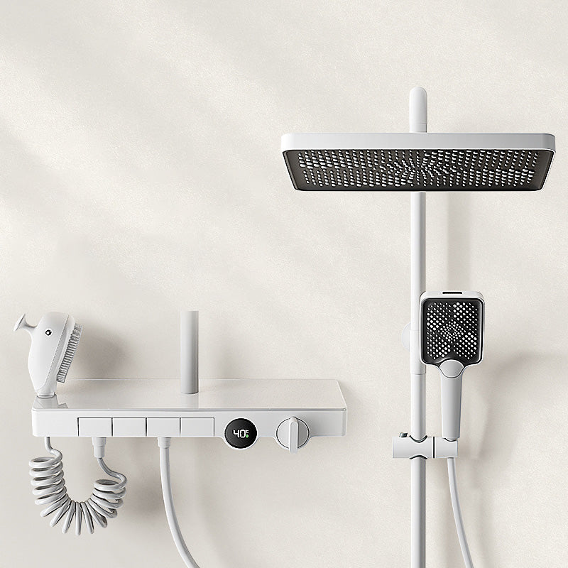 Modern Shower Set Slide Bar Handheld Shower Head Wall Mounted Shower System White Clearhalo 'Bathroom Remodel & Bathroom Fixtures' 'Home Improvement' 'home_improvement' 'home_improvement_shower_faucets' 'Shower Faucets & Systems' 'shower_faucets' 'Showers & Bathtubs Plumbing' 'Showers & Bathtubs' 6558682