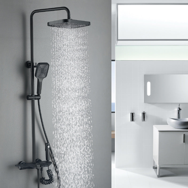 Modern Shower Set Slide Bar Dual Shower Head Thermostatic Wall Mounted Shower System Gun Grey Clearhalo 'Bathroom Remodel & Bathroom Fixtures' 'Home Improvement' 'home_improvement' 'home_improvement_shower_faucets' 'Shower Faucets & Systems' 'shower_faucets' 'Showers & Bathtubs Plumbing' 'Showers & Bathtubs' 6558719
