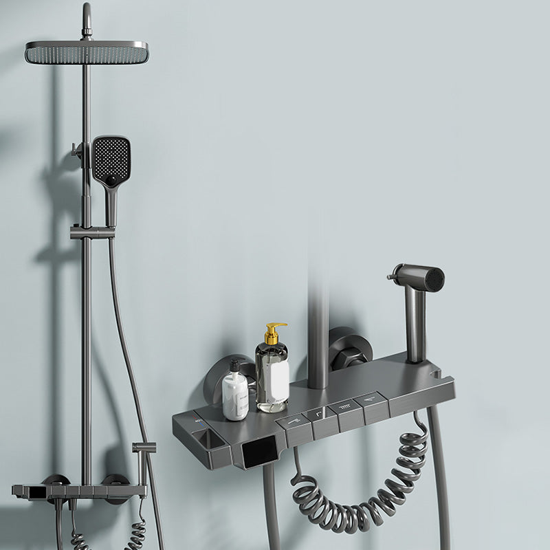 Contemporary Shower Set Slide Bar Handheld Shower Head Wall Mounted Shower System Clearhalo 'Bathroom Remodel & Bathroom Fixtures' 'Home Improvement' 'home_improvement' 'home_improvement_shower_faucets' 'Shower Faucets & Systems' 'shower_faucets' 'Showers & Bathtubs Plumbing' 'Showers & Bathtubs' 6558735