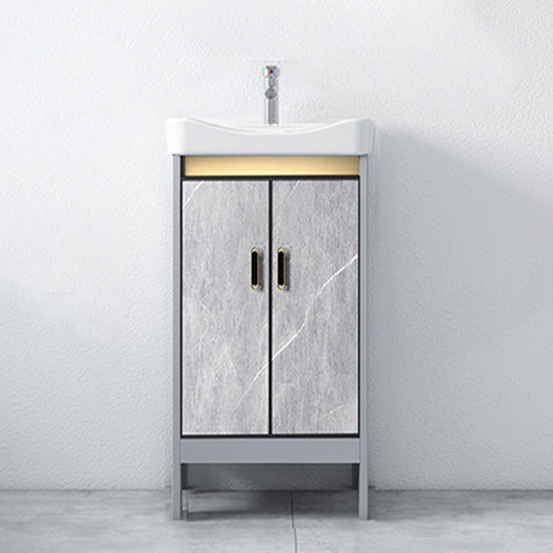 Freestanding Aluminium Bathroom Sink Vanity Gray with Faucet Bathroom Vanity Cabinet Vanity & Faucet Clearhalo 'Bathroom Remodel & Bathroom Fixtures' 'Bathroom Vanities' 'bathroom_vanities' 'Home Improvement' 'home_improvement' 'home_improvement_bathroom_vanities' 6558787