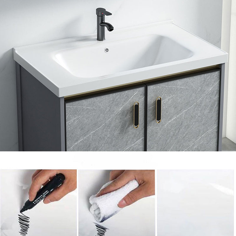 Freestanding Aluminium Bathroom Sink Vanity Gray with Faucet Bathroom Vanity Cabinet Clearhalo 'Bathroom Remodel & Bathroom Fixtures' 'Bathroom Vanities' 'bathroom_vanities' 'Home Improvement' 'home_improvement' 'home_improvement_bathroom_vanities' 6558794