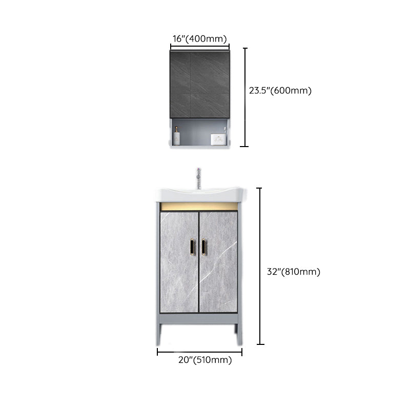 Freestanding Aluminium Bathroom Sink Vanity Gray with Faucet Bathroom Vanity Cabinet Clearhalo 'Bathroom Remodel & Bathroom Fixtures' 'Bathroom Vanities' 'bathroom_vanities' 'Home Improvement' 'home_improvement' 'home_improvement_bathroom_vanities' 6558803