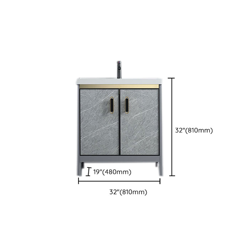 Freestanding Aluminium Bathroom Sink Vanity Gray with Faucet Bathroom Vanity Cabinet Clearhalo 'Bathroom Remodel & Bathroom Fixtures' 'Bathroom Vanities' 'bathroom_vanities' 'Home Improvement' 'home_improvement' 'home_improvement_bathroom_vanities' 6558818