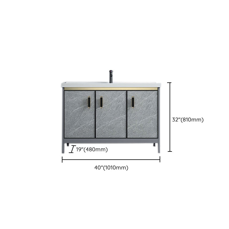 Freestanding Aluminium Bathroom Sink Vanity Gray with Faucet Bathroom Vanity Cabinet Clearhalo 'Bathroom Remodel & Bathroom Fixtures' 'Bathroom Vanities' 'bathroom_vanities' 'Home Improvement' 'home_improvement' 'home_improvement_bathroom_vanities' 6558820
