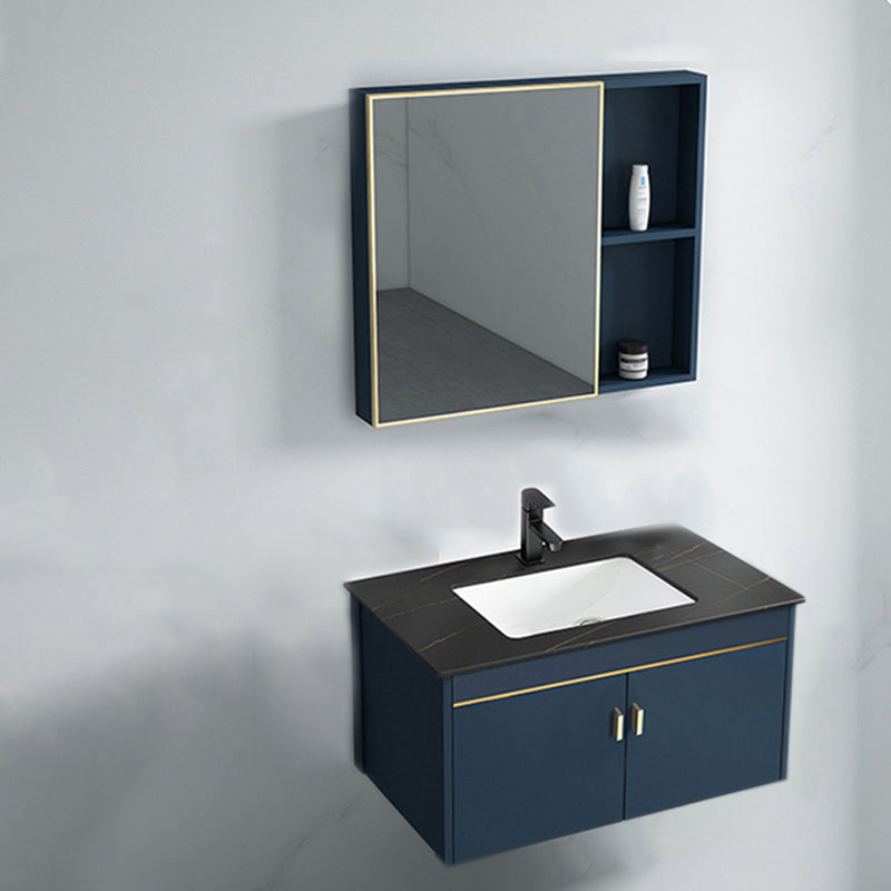 Modern Wall-mounted Bathroom Vanity Cabinet with Soft Close Door Vanity & Faucet & Mirror Cabinet Black Clearhalo 'Bathroom Remodel & Bathroom Fixtures' 'Bathroom Vanities' 'bathroom_vanities' 'Home Improvement' 'home_improvement' 'home_improvement_bathroom_vanities' 6558835