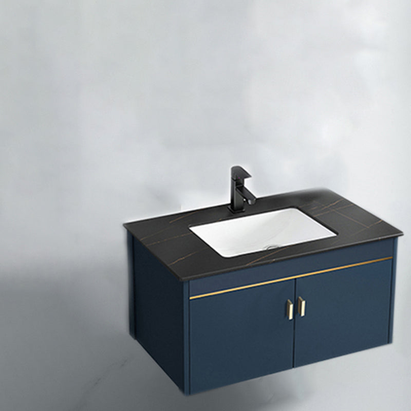 Modern Wall-mounted Bathroom Vanity Cabinet with Soft Close Door Vanity & Faucet Black Clearhalo 'Bathroom Remodel & Bathroom Fixtures' 'Bathroom Vanities' 'bathroom_vanities' 'Home Improvement' 'home_improvement' 'home_improvement_bathroom_vanities' 6558836