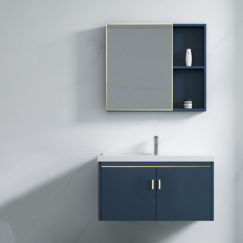Modern Wall-mounted Bathroom Vanity Cabinet with Soft Close Door Vanity & Faucet & Mirror Cabinet White Clearhalo 'Bathroom Remodel & Bathroom Fixtures' 'Bathroom Vanities' 'bathroom_vanities' 'Home Improvement' 'home_improvement' 'home_improvement_bathroom_vanities' 6558838