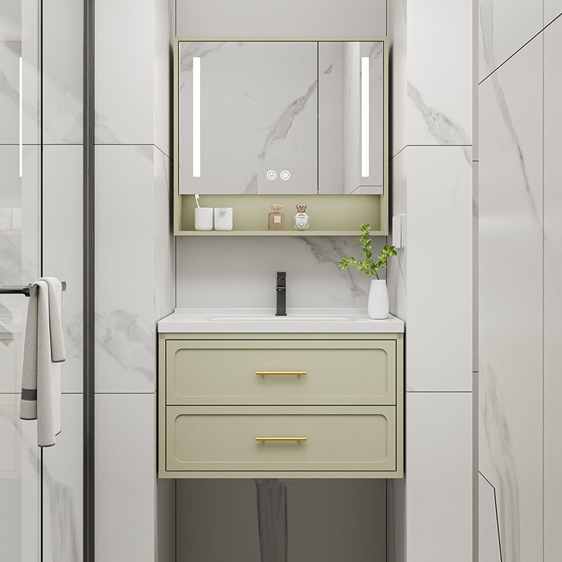 Bathroom Vanity Set Single-Sink Wall Mount Drawers Mirror Included Sink Vanity Vanity & Faucet & Mirror Cabinet 24"L x 20"W x 20"H Smart Control Included Clearhalo 'Bathroom Remodel & Bathroom Fixtures' 'Bathroom Vanities' 'bathroom_vanities' 'Home Improvement' 'home_improvement' 'home_improvement_bathroom_vanities' 6558865