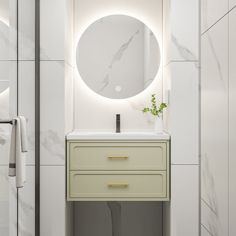 Bathroom Vanity Set Single-Sink Wall Mount Drawers Mirror Included Sink Vanity Vanity & Faucet & Mirrors 24"L x 20"W x 20"H Smart Control Included Clearhalo 'Bathroom Remodel & Bathroom Fixtures' 'Bathroom Vanities' 'bathroom_vanities' 'Home Improvement' 'home_improvement' 'home_improvement_bathroom_vanities' 6558867