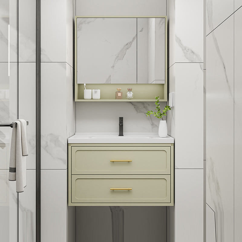 Bathroom Vanity Set Single-Sink Wall Mount Drawers Mirror Included Sink Vanity Vanity & Faucet & Mirror Cabinet 24"L x 20"W x 20"H Smart Control Not Included Clearhalo 'Bathroom Remodel & Bathroom Fixtures' 'Bathroom Vanities' 'bathroom_vanities' 'Home Improvement' 'home_improvement' 'home_improvement_bathroom_vanities' 6558871