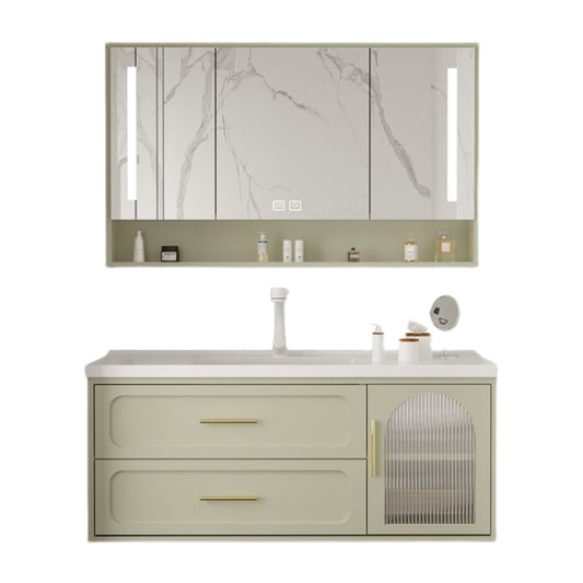 Bathroom Vanity Set Single-Sink Wall Mount Drawers Mirror Included Sink Vanity Clearhalo 'Bathroom Remodel & Bathroom Fixtures' 'Bathroom Vanities' 'bathroom_vanities' 'Home Improvement' 'home_improvement' 'home_improvement_bathroom_vanities' 6558872