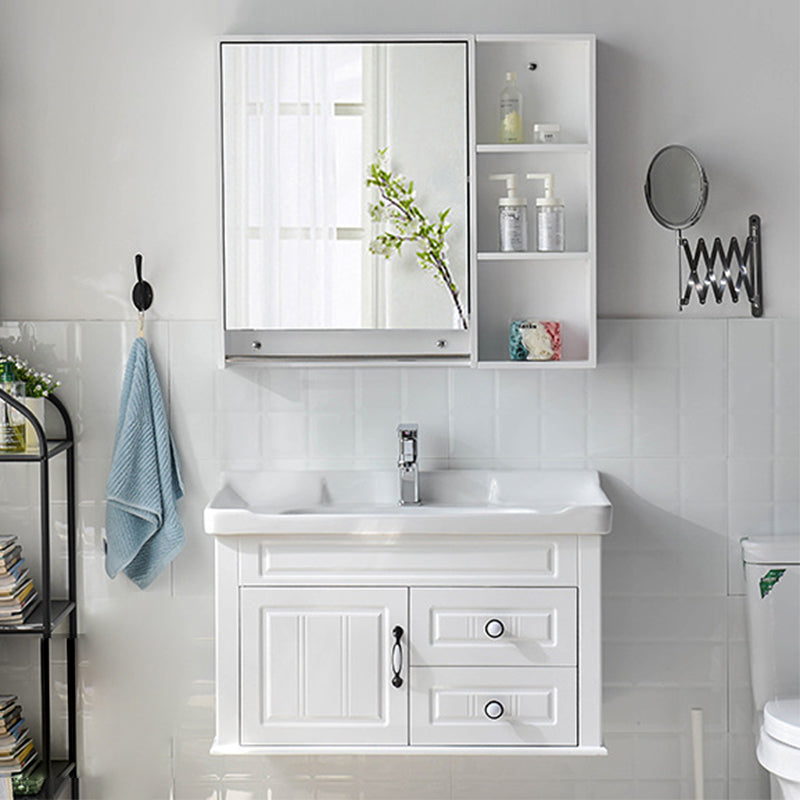 Modern Bathroom Vanity Set Wooden Freestanding Bathroom Vanity Set Vanity & Faucet & Mirror Cabinet 28"L x 19"W x 18"H Clearhalo 'Bathroom Remodel & Bathroom Fixtures' 'Bathroom Vanities' 'bathroom_vanities' 'Home Improvement' 'home_improvement' 'home_improvement_bathroom_vanities' 6558914