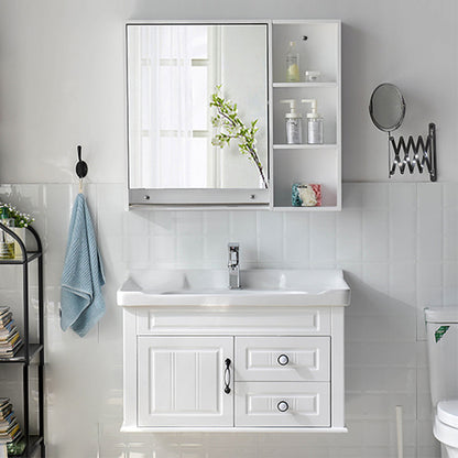 Modern Bathroom Vanity Set Wooden Freestanding Bathroom Vanity Set Vanity & Faucet & Mirror Cabinet 28"L x 19"W x 18"H Clearhalo 'Bathroom Remodel & Bathroom Fixtures' 'Bathroom Vanities' 'bathroom_vanities' 'Home Improvement' 'home_improvement' 'home_improvement_bathroom_vanities' 6558914