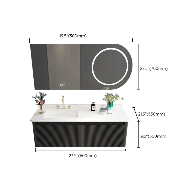 Gorgeous Black Sink Vanity Wooden Wall-Mounted Bathroom Vanity Cabinet with Mirror Clearhalo 'Bathroom Remodel & Bathroom Fixtures' 'Bathroom Vanities' 'bathroom_vanities' 'Home Improvement' 'home_improvement' 'home_improvement_bathroom_vanities' 6558942