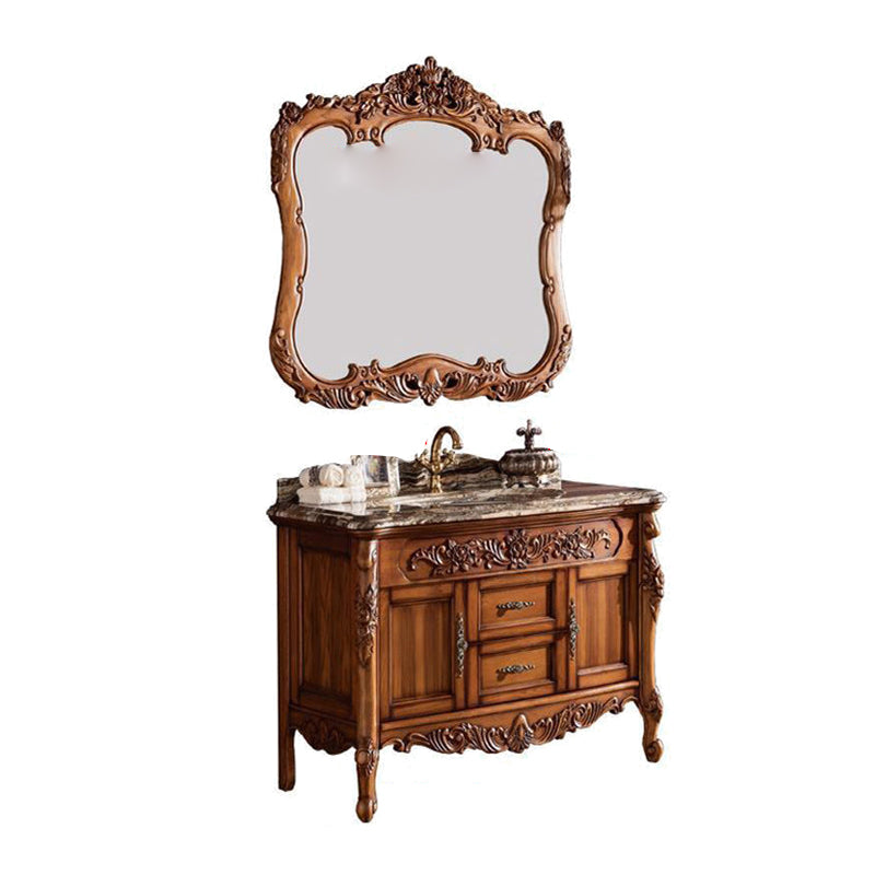 Freestanding Bathroom Vanity Set 2 Doors Single Sink Glam Drawers Vanity with Mirror Clearhalo 'Bathroom Remodel & Bathroom Fixtures' 'Bathroom Vanities' 'bathroom_vanities' 'Home Improvement' 'home_improvement' 'home_improvement_bathroom_vanities' 6558956