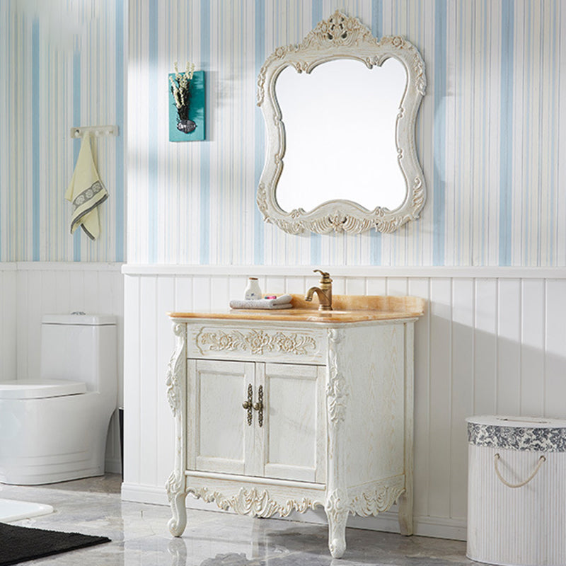 Freestanding Bathroom Vanity Set 2 Doors Single Sink Glam Drawers Vanity with Mirror Clearhalo 'Bathroom Remodel & Bathroom Fixtures' 'Bathroom Vanities' 'bathroom_vanities' 'Home Improvement' 'home_improvement' 'home_improvement_bathroom_vanities' 6558957