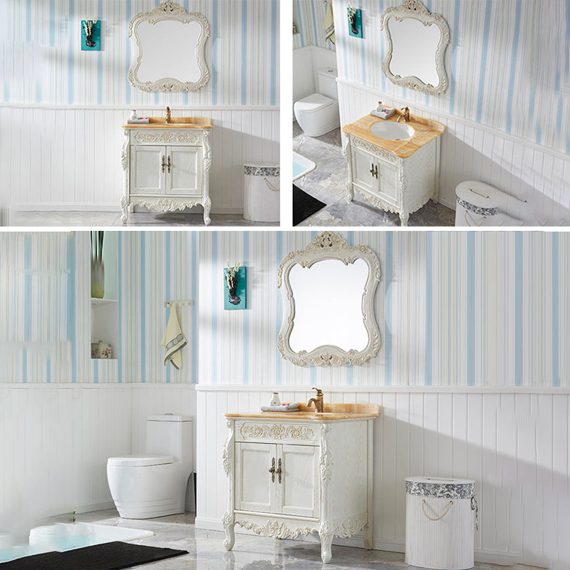 Freestanding Bathroom Vanity Set 2 Doors Single Sink Glam Drawers Vanity with Mirror Clearhalo 'Bathroom Remodel & Bathroom Fixtures' 'Bathroom Vanities' 'bathroom_vanities' 'Home Improvement' 'home_improvement' 'home_improvement_bathroom_vanities' 6558966