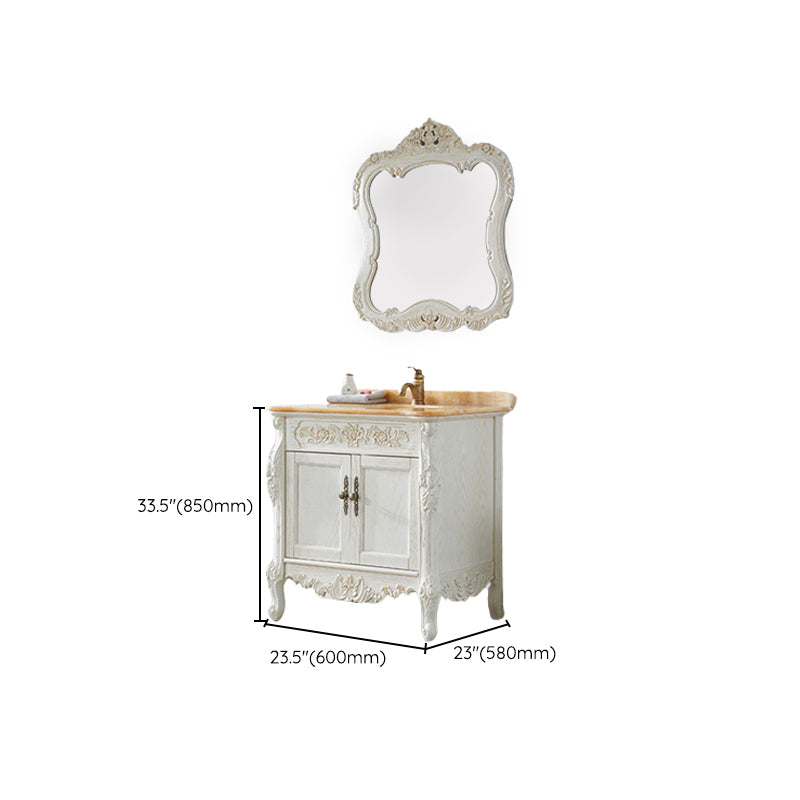 Freestanding Bathroom Vanity Set 2 Doors Single Sink Glam Drawers Vanity with Mirror Clearhalo 'Bathroom Remodel & Bathroom Fixtures' 'Bathroom Vanities' 'bathroom_vanities' 'Home Improvement' 'home_improvement' 'home_improvement_bathroom_vanities' 6558970
