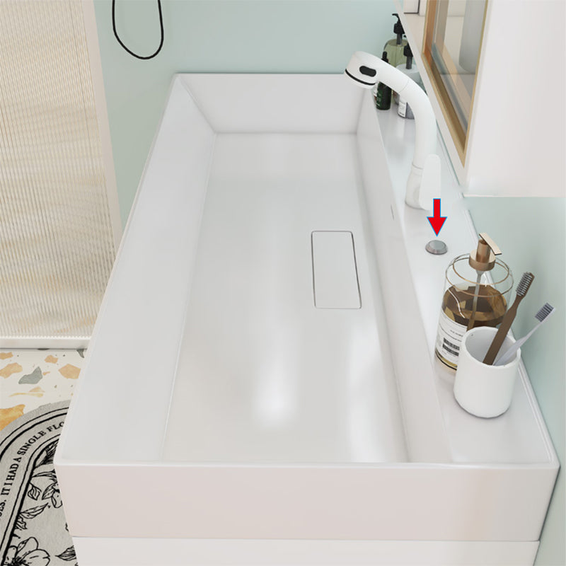 White Bathroom Vanity Mirror Rectangle Single Sink Wall Mount 2 Drawers Vanity with Door Clearhalo 'Bathroom Remodel & Bathroom Fixtures' 'Bathroom Vanities' 'bathroom_vanities' 'Home Improvement' 'home_improvement' 'home_improvement_bathroom_vanities' 6559033