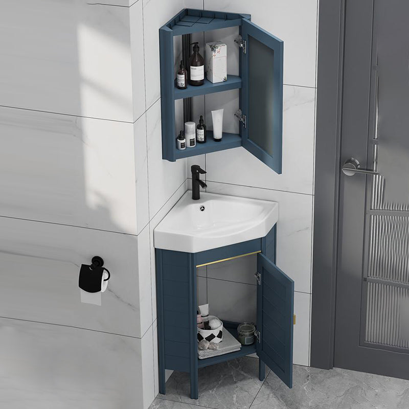 Gorgeous Sink Cabinet Blue Tone Free-standing Corner Bathroom Vanity Clearhalo 'Bathroom Remodel & Bathroom Fixtures' 'Bathroom Vanities' 'bathroom_vanities' 'Home Improvement' 'home_improvement' 'home_improvement_bathroom_vanities' 6559064