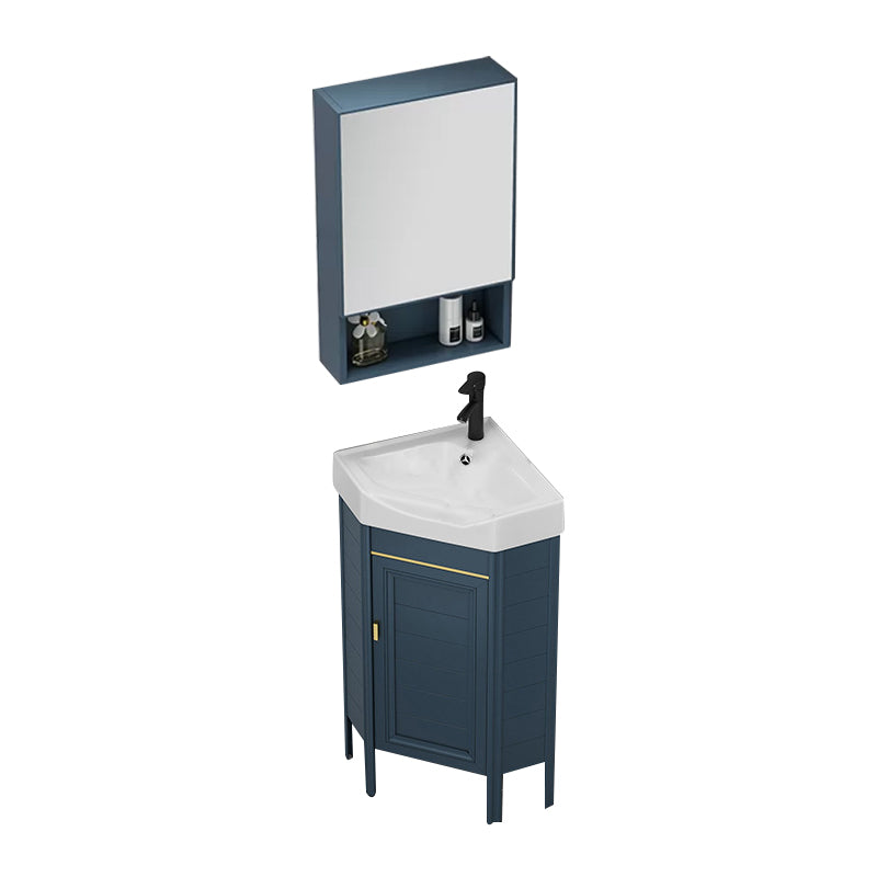 Gorgeous Sink Cabinet Blue Tone Free-standing Corner Bathroom Vanity Vanity & Faucet & Mirror Cabinet 15"L x 15"W x 31.5"H Clearhalo 'Bathroom Remodel & Bathroom Fixtures' 'Bathroom Vanities' 'bathroom_vanities' 'Home Improvement' 'home_improvement' 'home_improvement_bathroom_vanities' 6559080