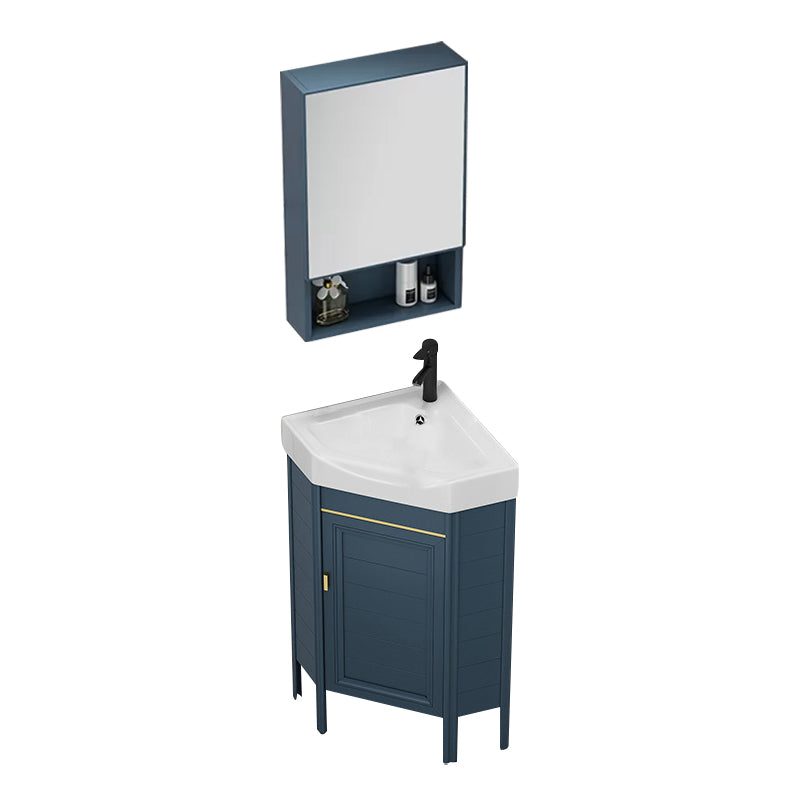 Gorgeous Sink Cabinet Blue Tone Free-standing Corner Bathroom Vanity Vanity & Faucet & Mirror Cabinet 17"L x 17"W x 32"H Clearhalo 'Bathroom Remodel & Bathroom Fixtures' 'Bathroom Vanities' 'bathroom_vanities' 'Home Improvement' 'home_improvement' 'home_improvement_bathroom_vanities' 6559081