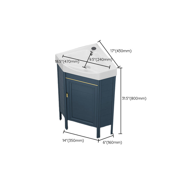 Magnifique meuble de lavabo sur pied, ton bleu, meuble-lavabo d'angle sur pied