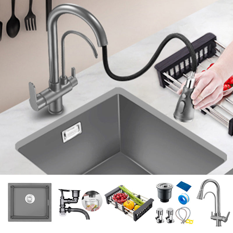 Rectangle Stainless Steel Kitchen Sink with Basket Strainer Sink 17"L x 15"W x 9"H Sink with Faucet 3-in-1 Purifying Faucet Clearhalo 'Home Improvement' 'home_improvement' 'home_improvement_kitchen_sinks' 'Kitchen Remodel & Kitchen Fixtures' 'Kitchen Sinks & Faucet Components' 'Kitchen Sinks' 'kitchen_sinks' 6559106