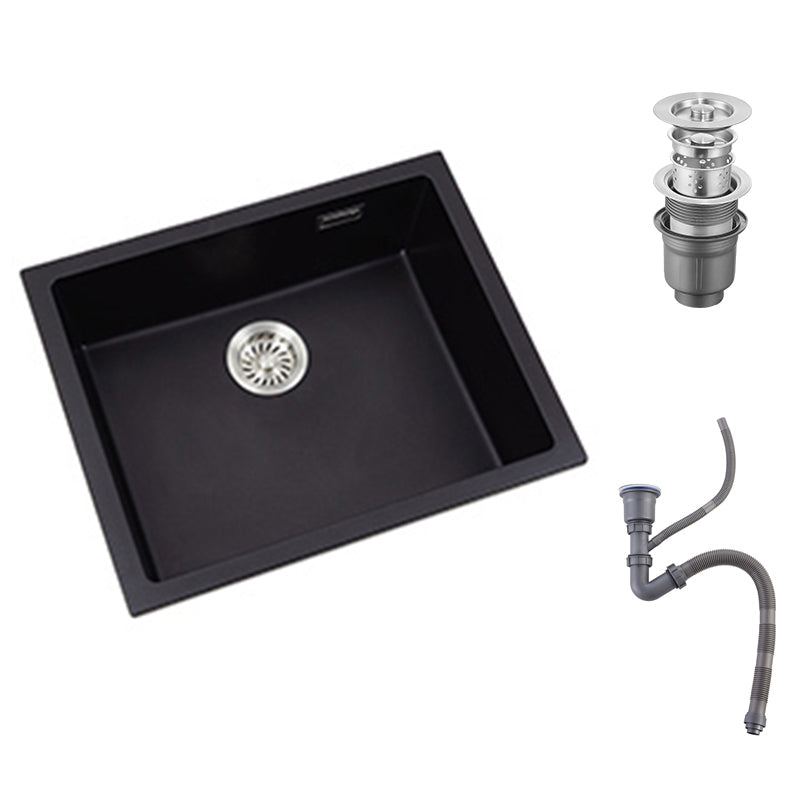Black Quartz Kitchen Sink Drop-In Single Bowl Sink with Basket Strainer 18"L x 16"W x 9"H Sink Only Clearhalo 'Home Improvement' 'home_improvement' 'home_improvement_kitchen_sinks' 'Kitchen Remodel & Kitchen Fixtures' 'Kitchen Sinks & Faucet Components' 'Kitchen Sinks' 'kitchen_sinks' 6559135