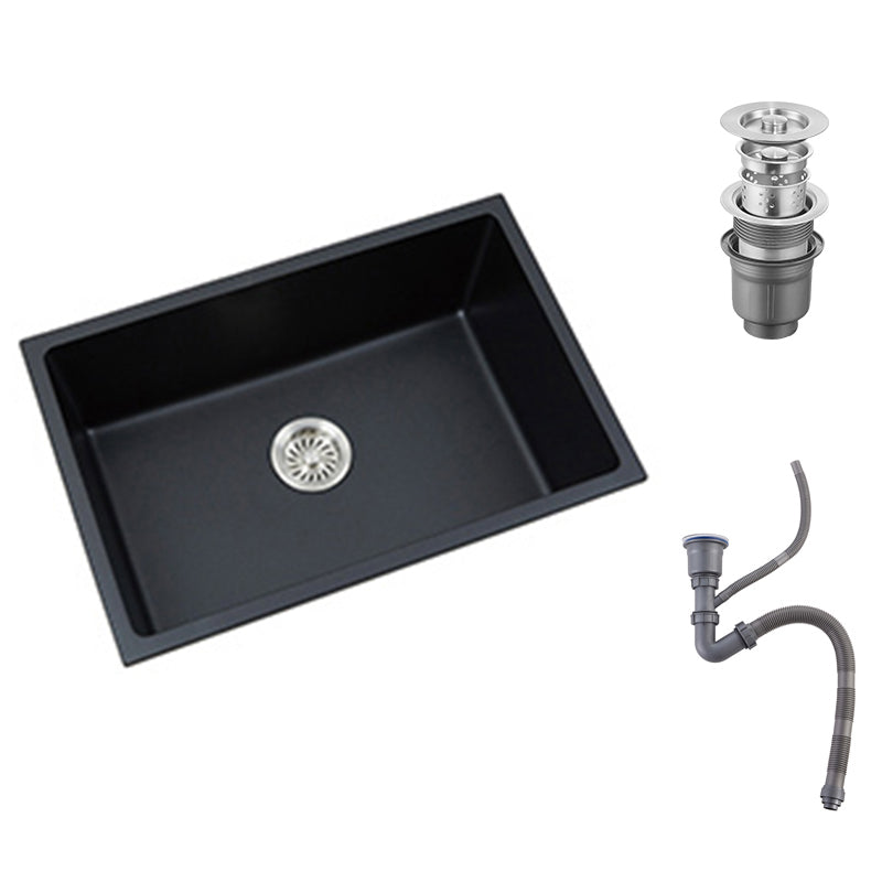 Black Quartz Kitchen Sink Drop-In Single Bowl Sink with Basket Strainer 22"L x 17"W x 9"H Sink Only Clearhalo 'Home Improvement' 'home_improvement' 'home_improvement_kitchen_sinks' 'Kitchen Remodel & Kitchen Fixtures' 'Kitchen Sinks & Faucet Components' 'Kitchen Sinks' 'kitchen_sinks' 6559139